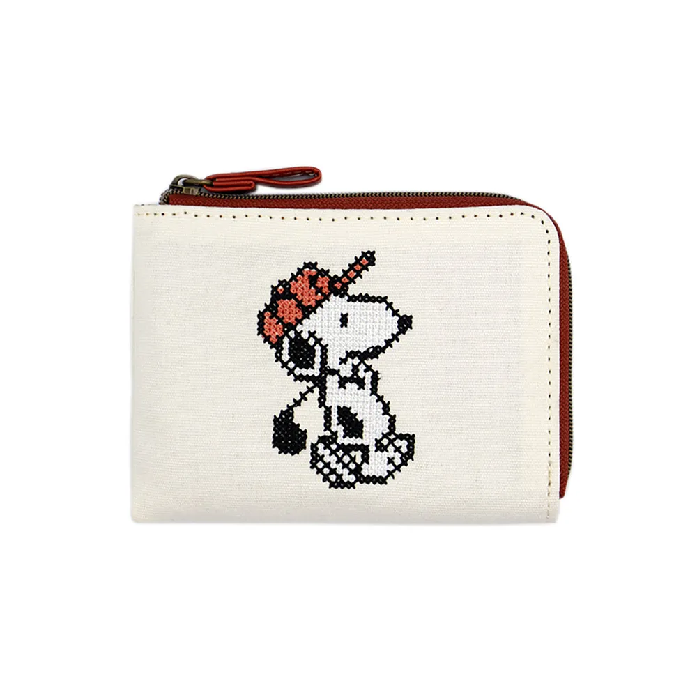 【Kamio】雙11 SNOOPY 史努比 L型票卡零錢包 車票夾 高爾夫 十字繡