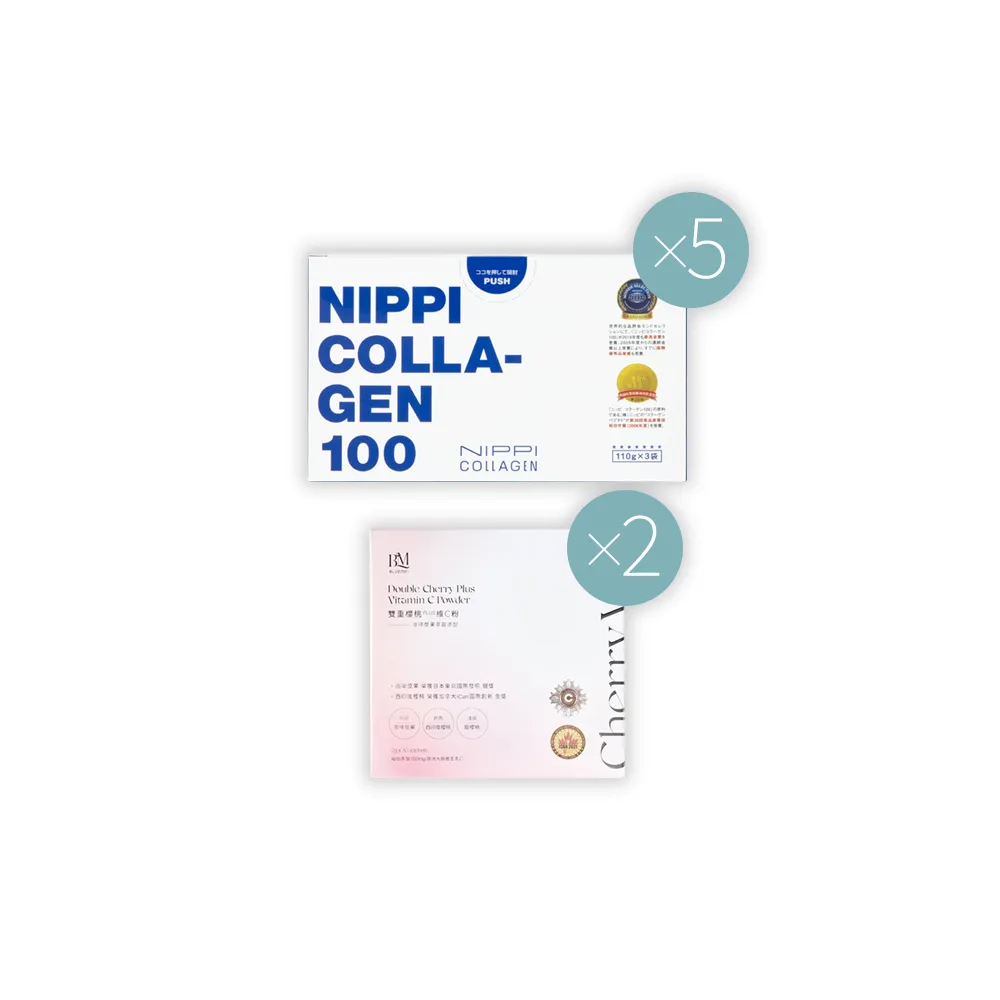 【NIPPI】100% 純膠原蛋白胜110gX15包-5盒組+贈布樂美雙重維C粉2gX60入/2盒