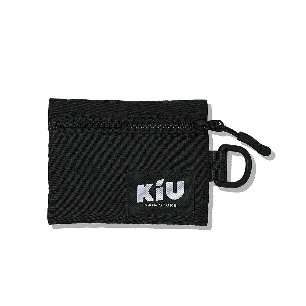 【KIU】雙11 日本 戶外活動必備-快速取物透明窗、D型環、防水卡包/零錢包(283-900 黑色)