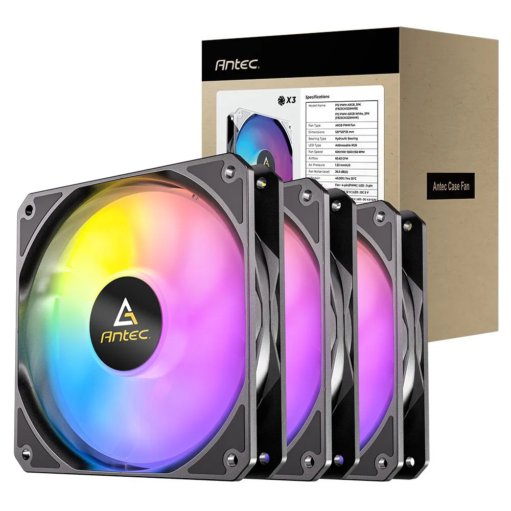【Antec】安鈦克 P12 ARGB 3PK 正葉 PWM 機殼風扇(黑色/三入包)