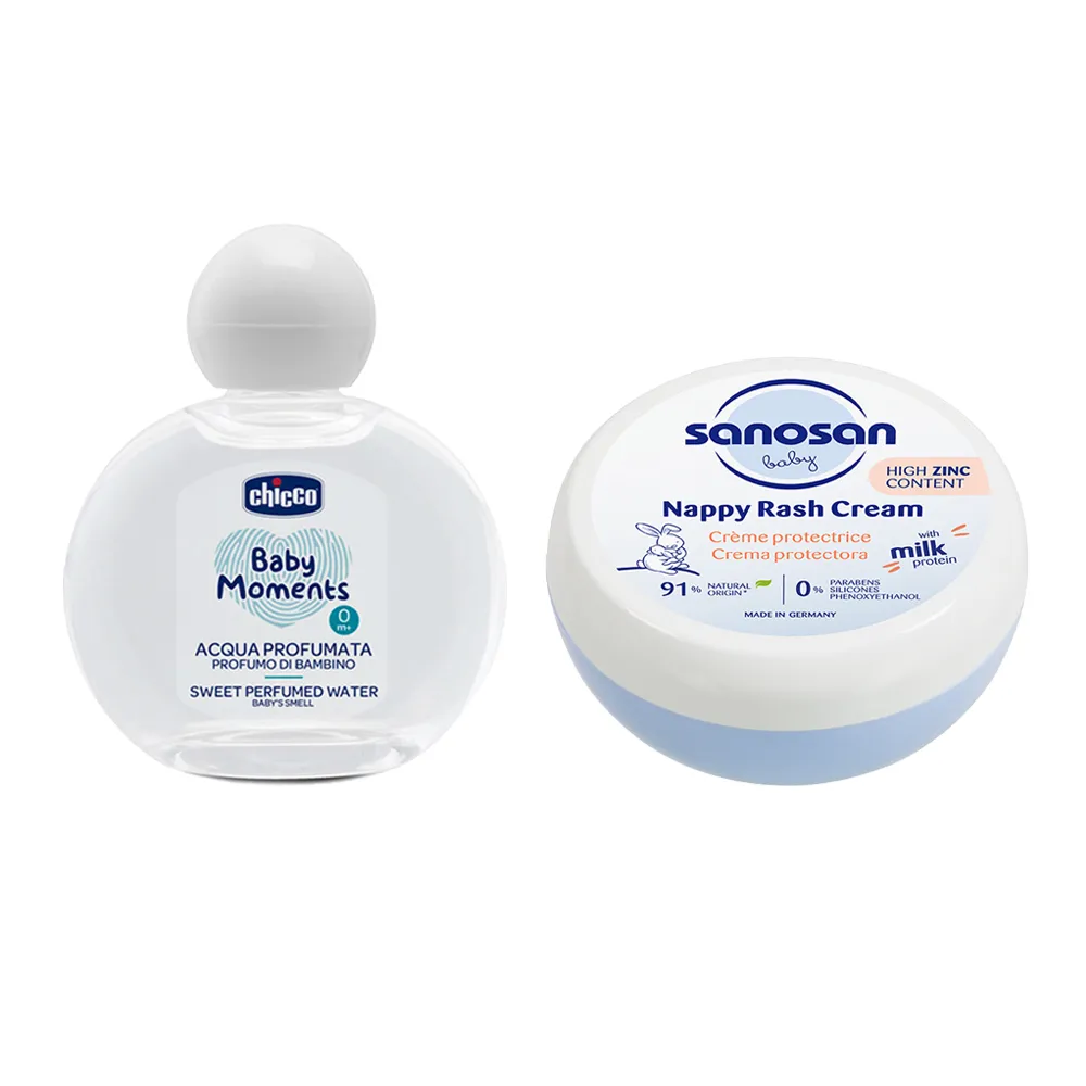 【Chicco】寶貝嬰兒植萃淡雅香水100ml+珊諾baby re:mind極潤全效修護膏150ml(無刺激 低敏 屁屁膏)