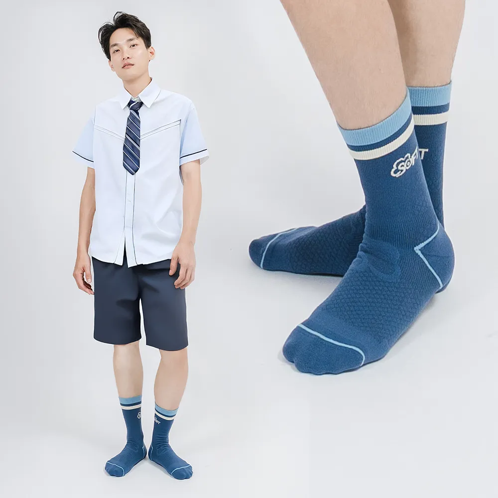 【SOFT】醫療級 輕壓機能中筒襪 成人款 海洋水手藍1雙