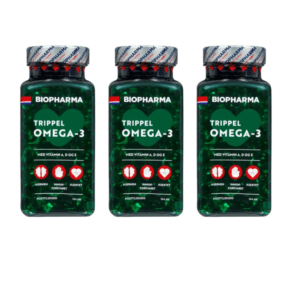 【Isbjorn 北極熊保健專家】三倍濃縮 Omega-3 魚油膠囊三瓶 (保健禮盒三瓶共432粒)