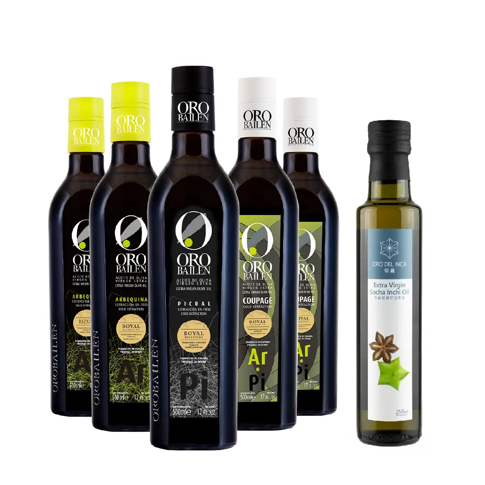 【Oro Bailen 皇嘉】特級冷壓初榨橄欖油500mlx5瓶(加贈印加果油 250ml 素食優質ω-3攝取)