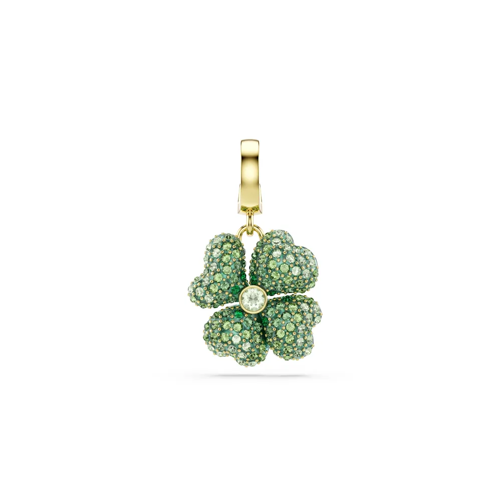【SWAROVSKI 施華洛世奇】官方直營 Idyllia Charm 幸運草 綠色 鍍金色色調 | 5743130