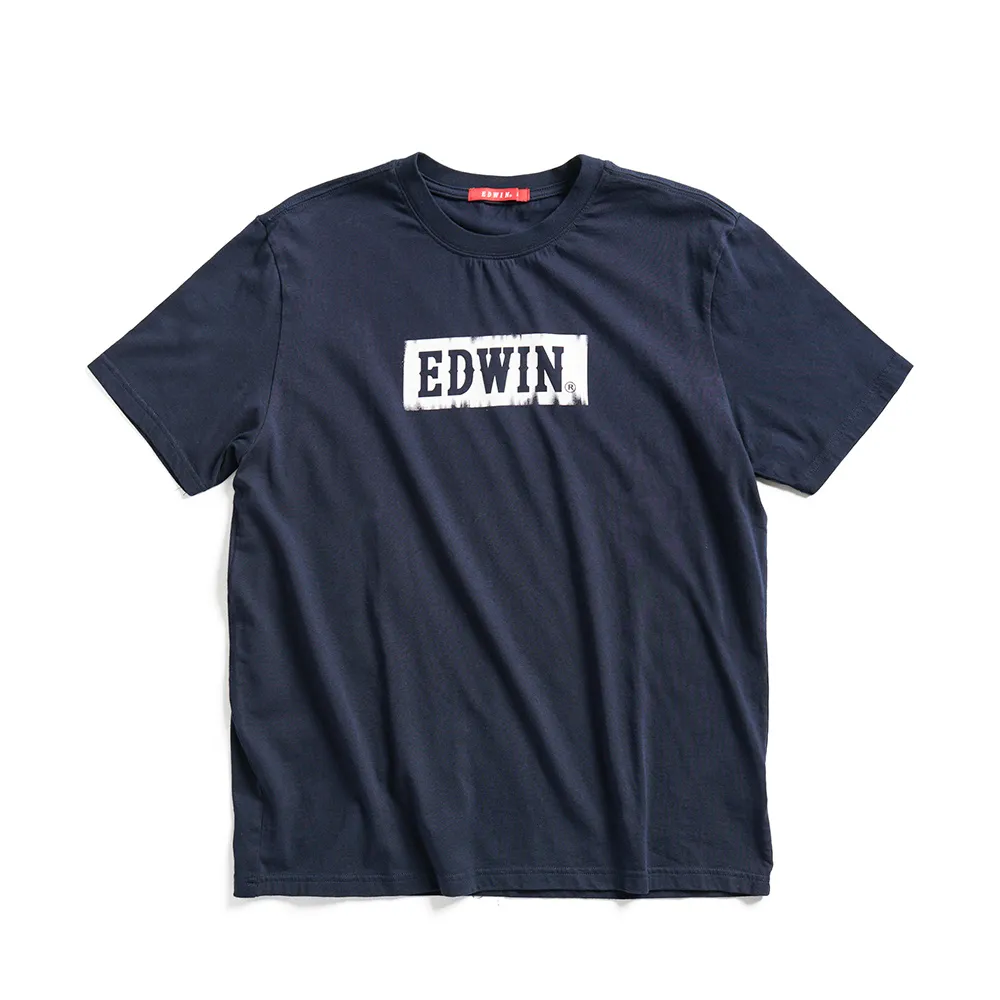 【EDWIN】男裝 網路獨家↘工業風格經典LOGO短袖T恤(丈青色)