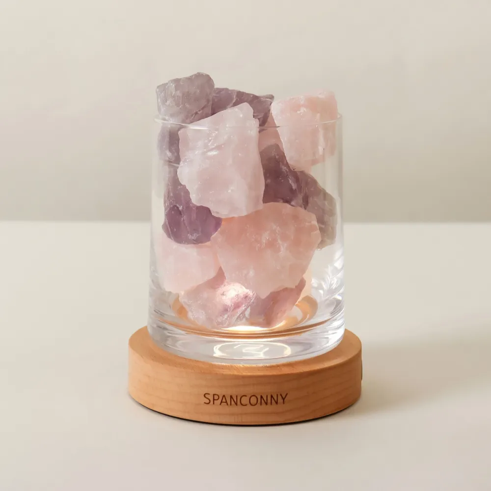 【SPANCONNY 飾品控】秘境探索 l 粉水晶x紫水晶x櫸木燈座 l 水晶氣氛燈(桌燈/小夜燈/水晶燈)