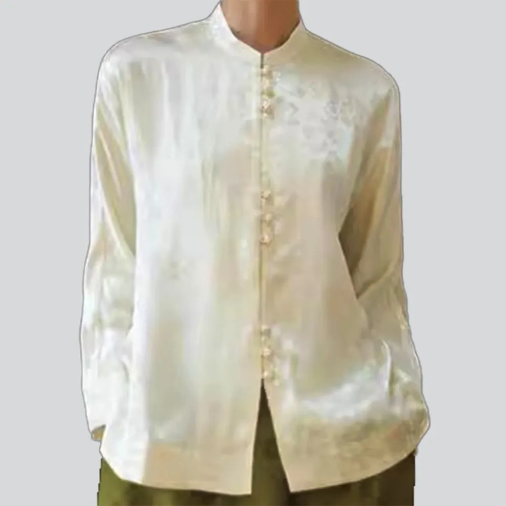 【巴黎精品】現貨+預購 襯衫長袖上衣(春季新中式提花寬鬆女裝a1gq70)