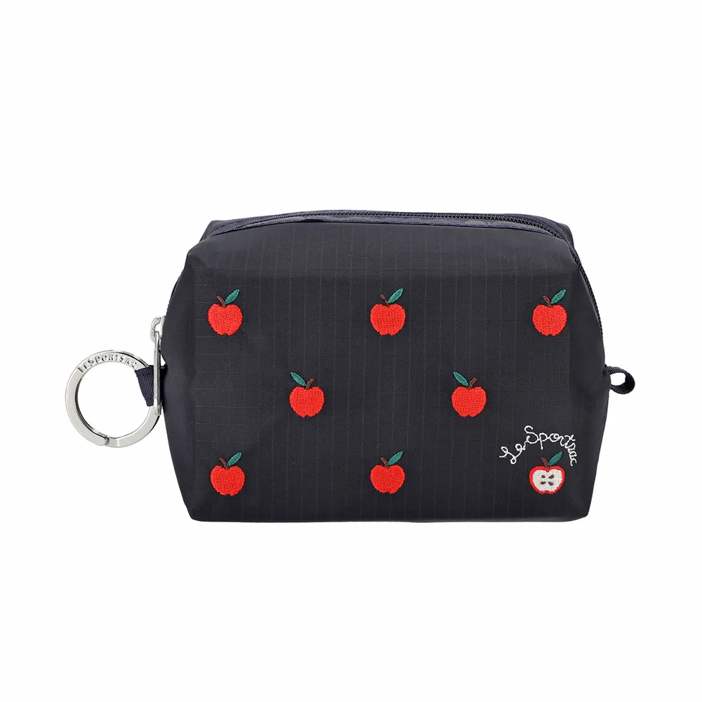 【Lesportsac】2026秋季新品 Small Zip Pouch 小型拉鍊收納包(1805) HG78刺繡紅蘋果
