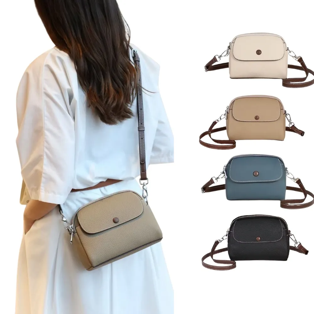 【BAGGLY&CO】雙11 真皮 多維爾頭層牛皮時尚多隔層側背包(真皮包包 四色 多隔層)