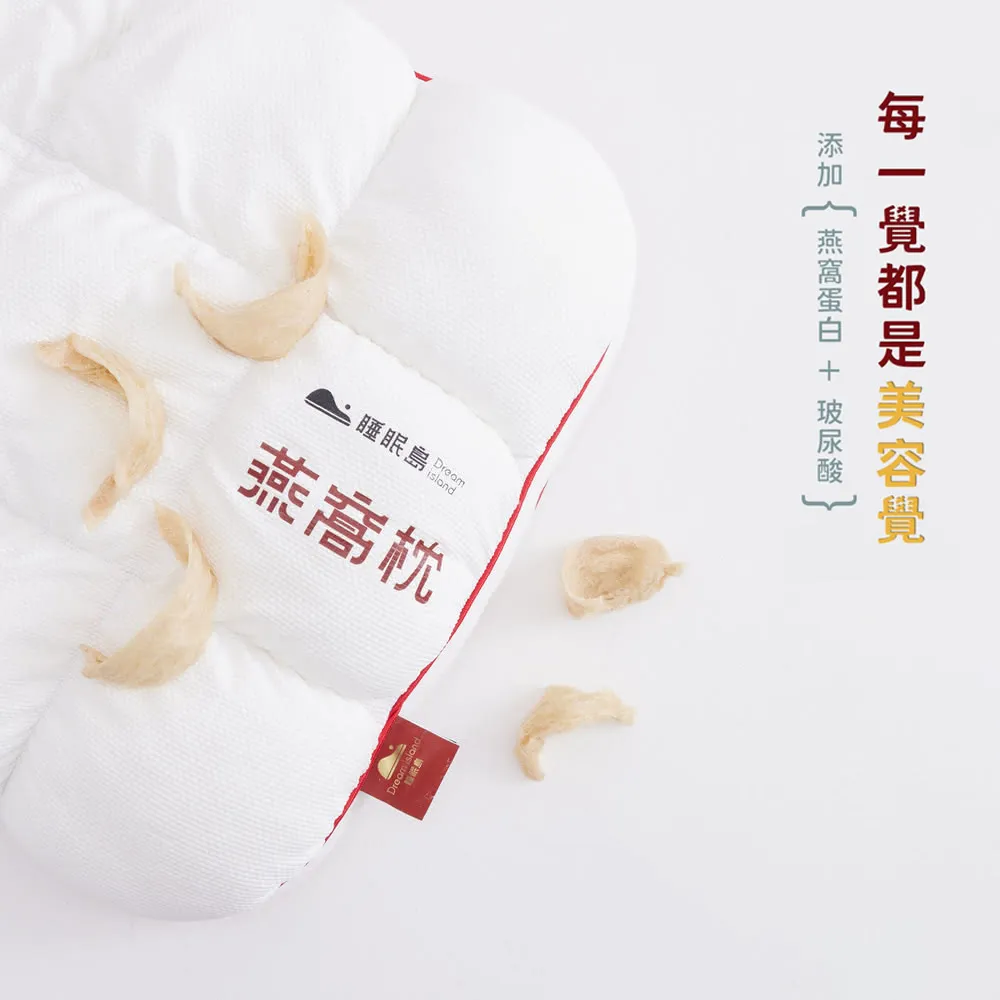 【Dream island 睡眠島】燕窩枕-贈送玻尿酸枕套*1(枕頭/玻尿酸面料/加大枕面/雙層支撐/睡眠改善)