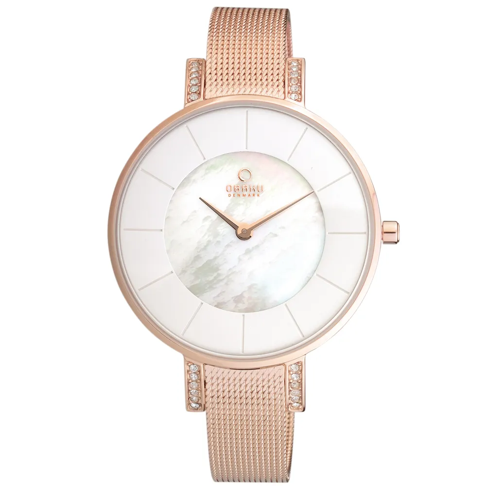 【OBAKU】采耀晶鑽簡約腕錶-金色X銀色(V158LEGIMC)