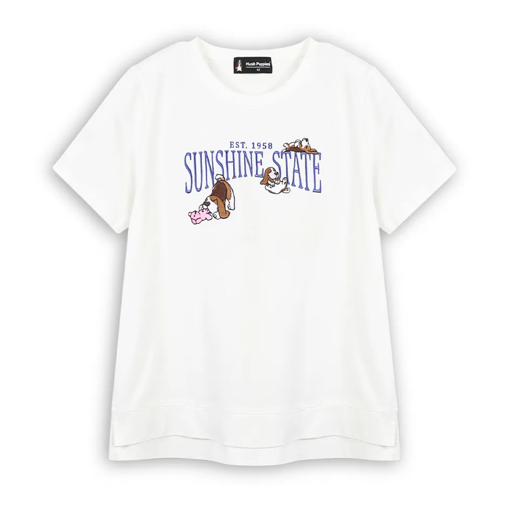 【Hush Puppies】女裝 T恤 趣味趣味Q版狗寬版T恤 (白色 / 63211105)