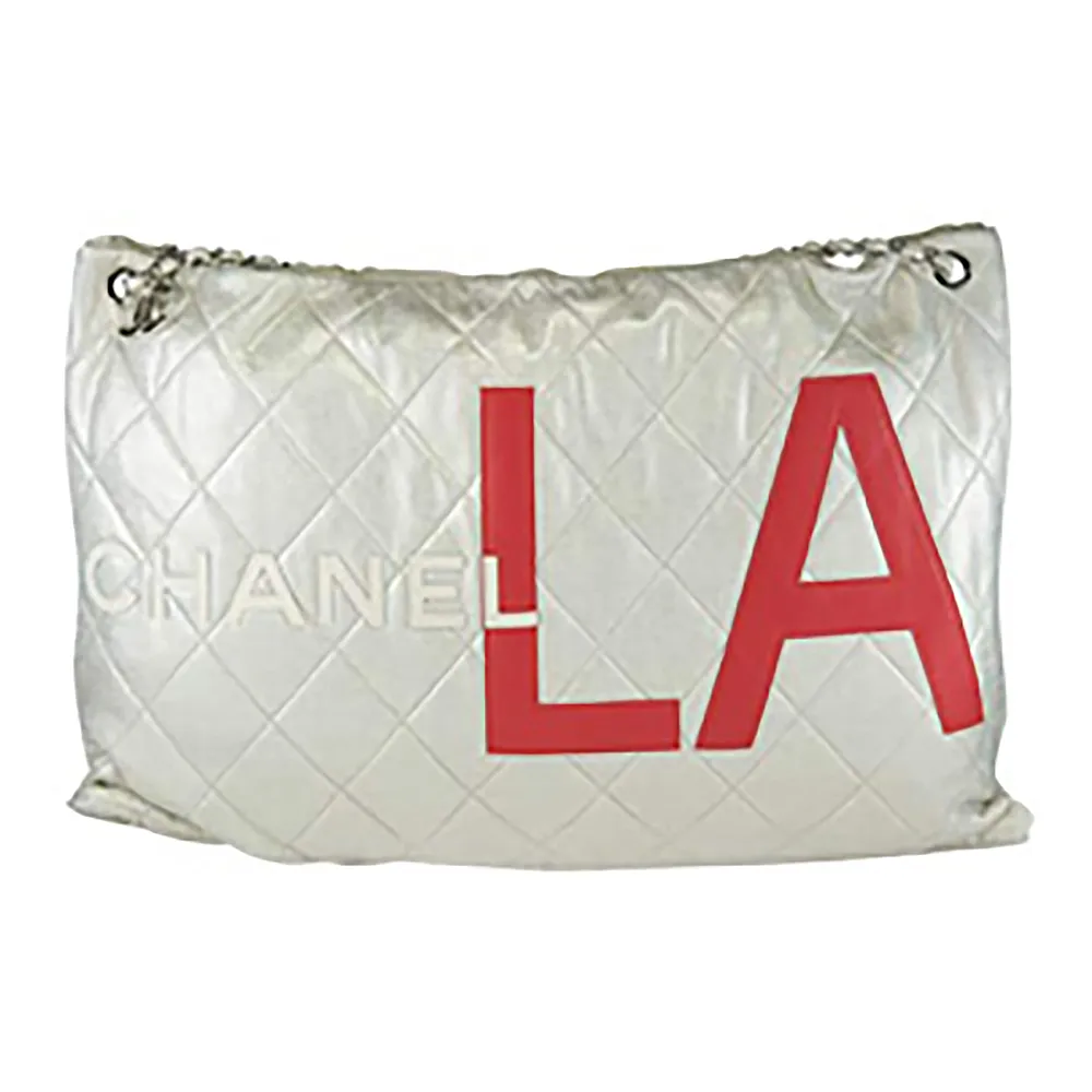 【CHANEL 香奈兒】LA霧金個性鍊帶肩背購物包(展示品37104-GOLD)