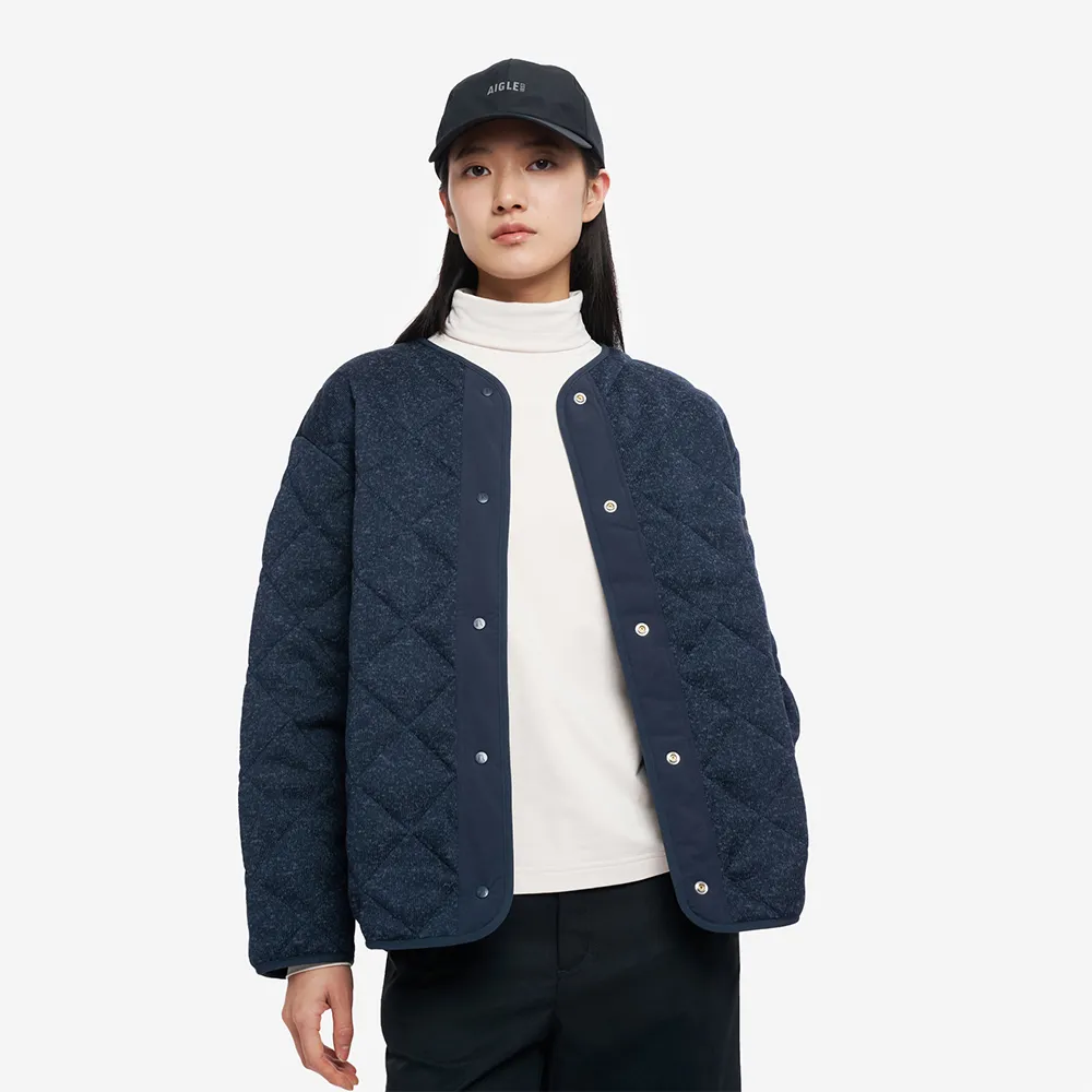 【AIGLE】女 刷毛保暖外套｜AG-5A228A057 深藍(女外套 保暖外套 刷毛外套 刷毛衣 鋪棉外套)