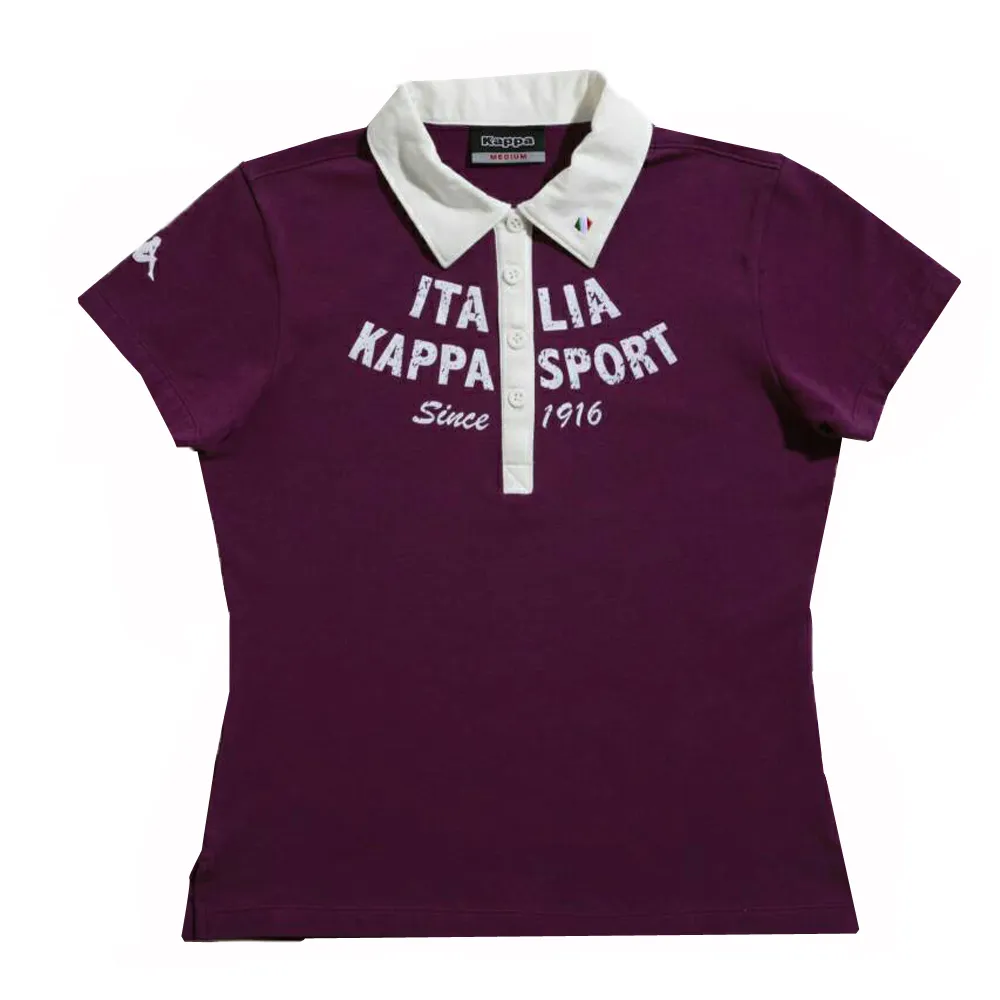 【KAPPA】KAPPA義大利舒適時尚女彈力棉彩色POLO衫(紫 白)