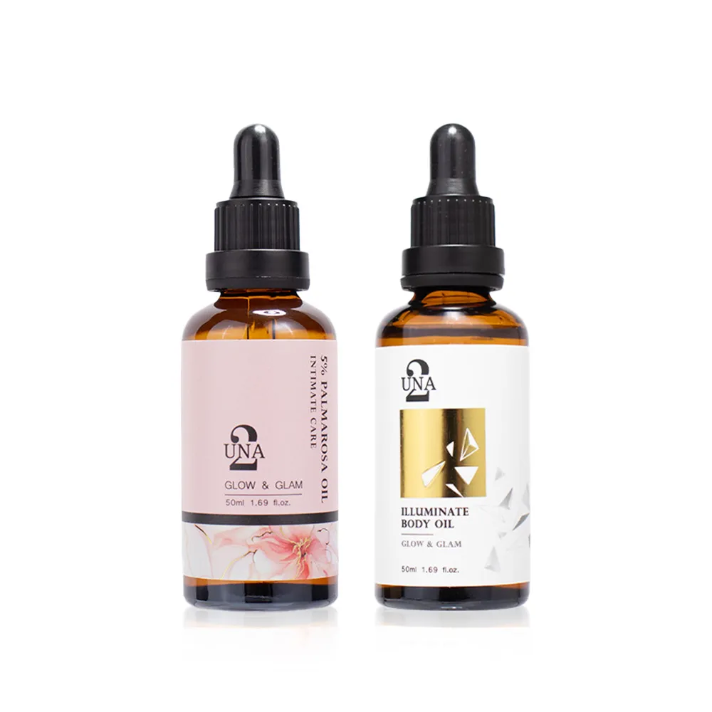 【BIOCROWN 百匡】5%玫瑰草私密保養油(50ml)+超亮白美膚油 5%左C(50ml) - UNA