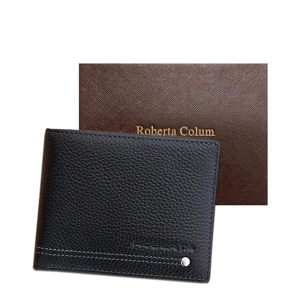 【Roberta Colum】雙11 諾貝達 男用專櫃皮夾 12卡片短夾(23157-1黑色)