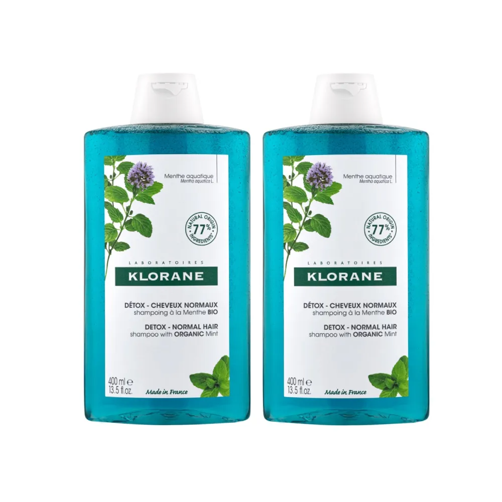 【KLORANE 蔻蘿蘭】頭皮淨化涼感洗髮精400ml(二入組)