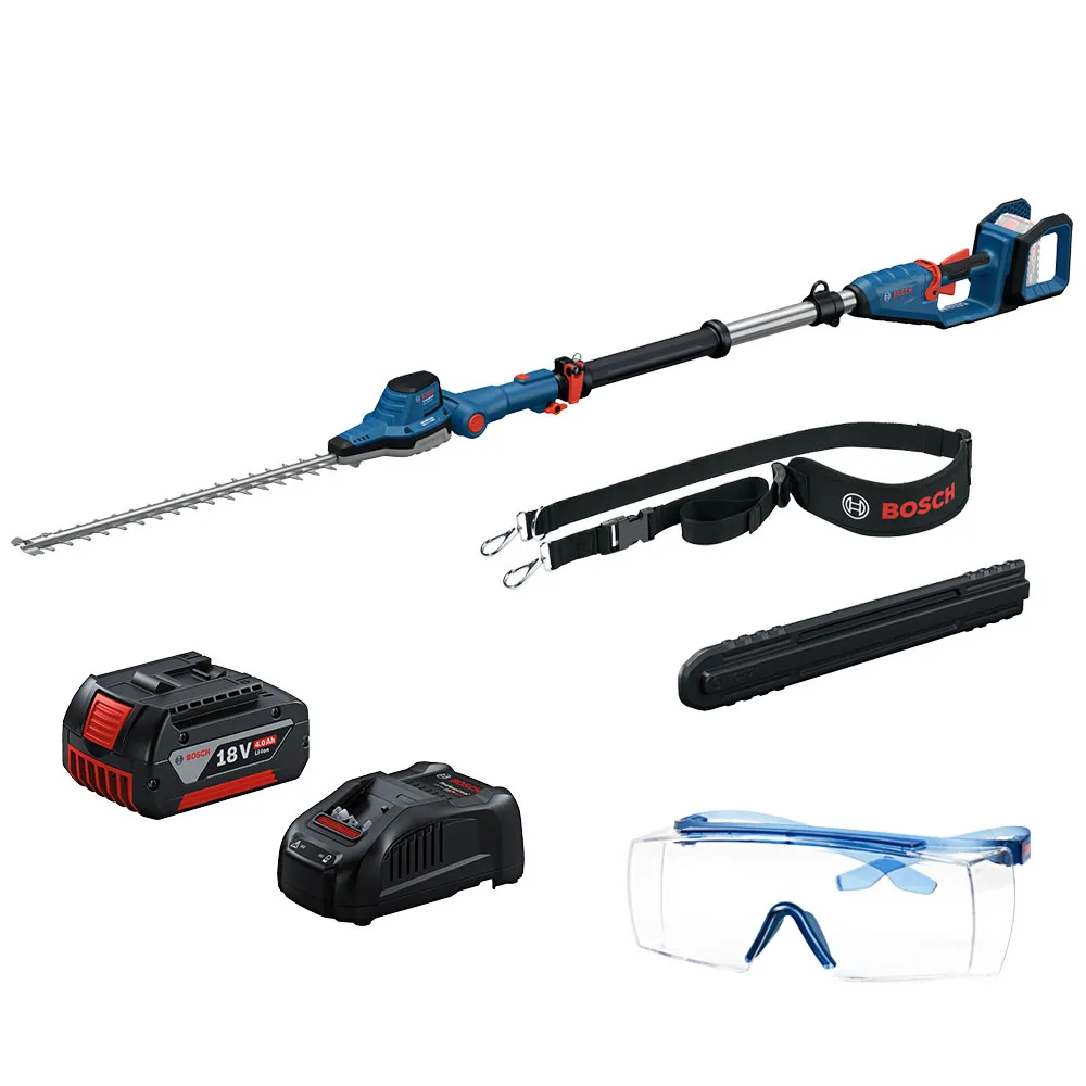 【BOSCH 博世】18V無刷鋰電高枝籬笆剪/樹籬剪《4.0Ah電池+8A快充組》GHE 18V-50 TP(再送3M安全護目鏡)