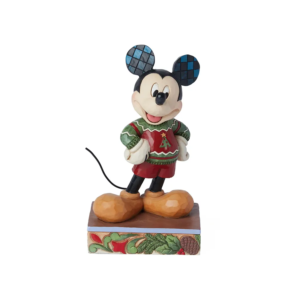 【Enesco】精品家飾 Disney 迪士尼 米奇穿毛衣聖誕塑像居家擺飾