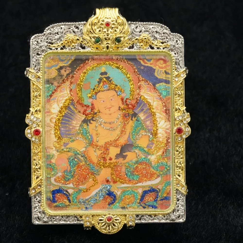 【藏古祥館】黃財神唐卡PC12 (綠杜母 唐卡 平安 吉祥)