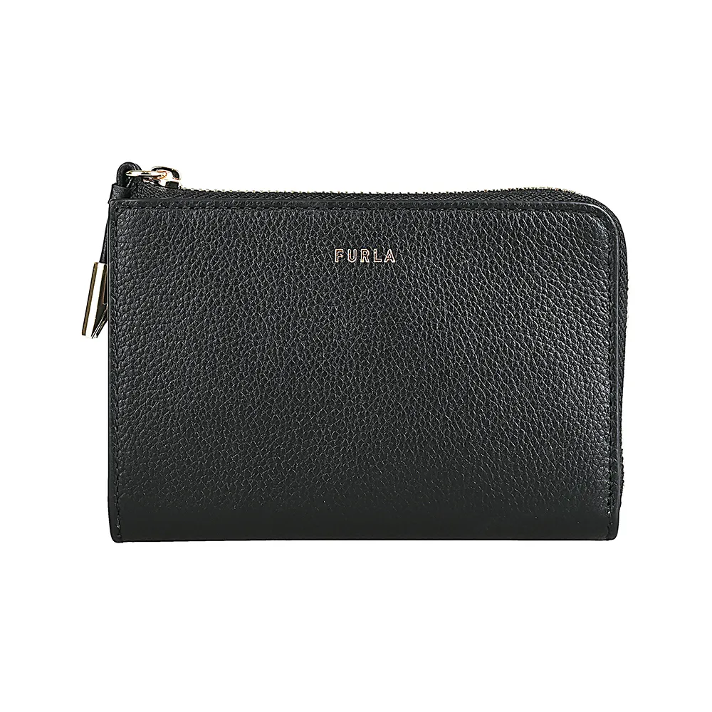 【FURLA 芙拉】FURLA GOCCIA拉鍊4卡式零錢包/卡夾(黑)