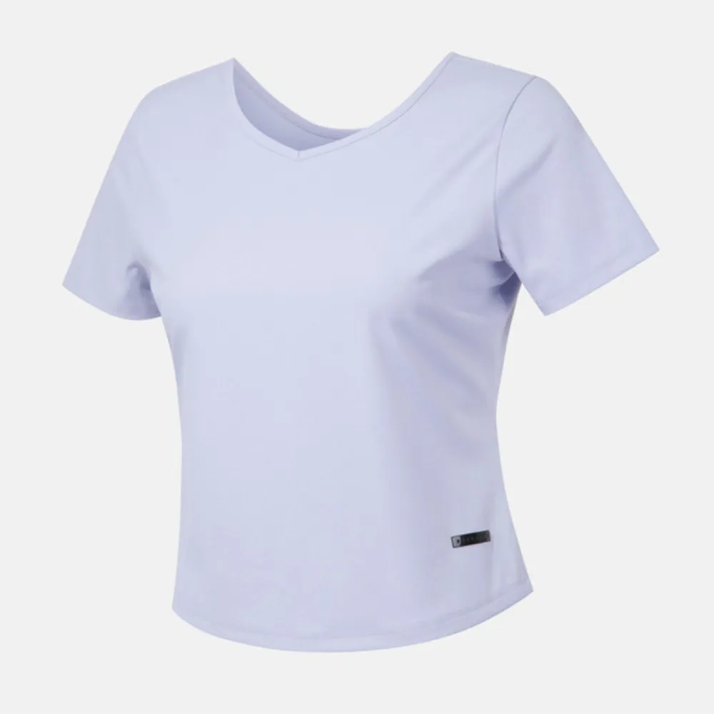 【DESCENTE】迪桑特 短袖上衣 女 短版 快排 WOMENS SEMI-CROPPED 紫 SQ322PTS72-LVND