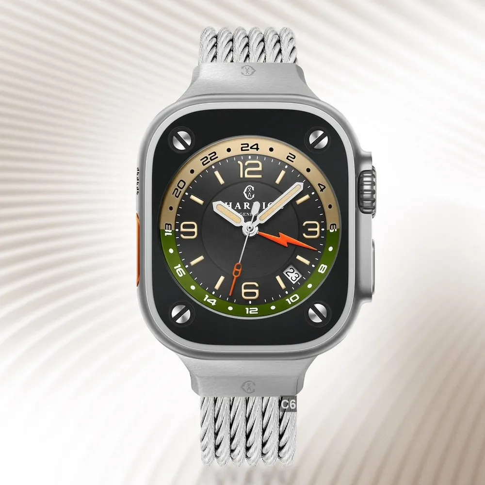 【CHARRIOL 夏利豪】預熱賣款 Apple Watch蘋果42/44/45㎜適用 Celtic鋼索錶帶 C6(AW.51.C01/M)