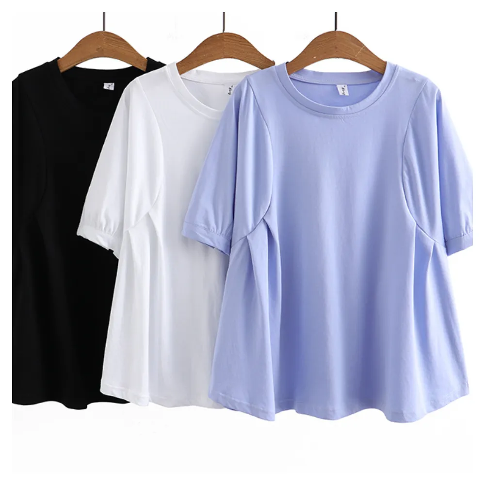 【ASister 小姊姊】momo限定★大尺碼純棉上衣☆Plus+純色T恤/娃娃裝(4款 XL-4XL #Flagship0015)