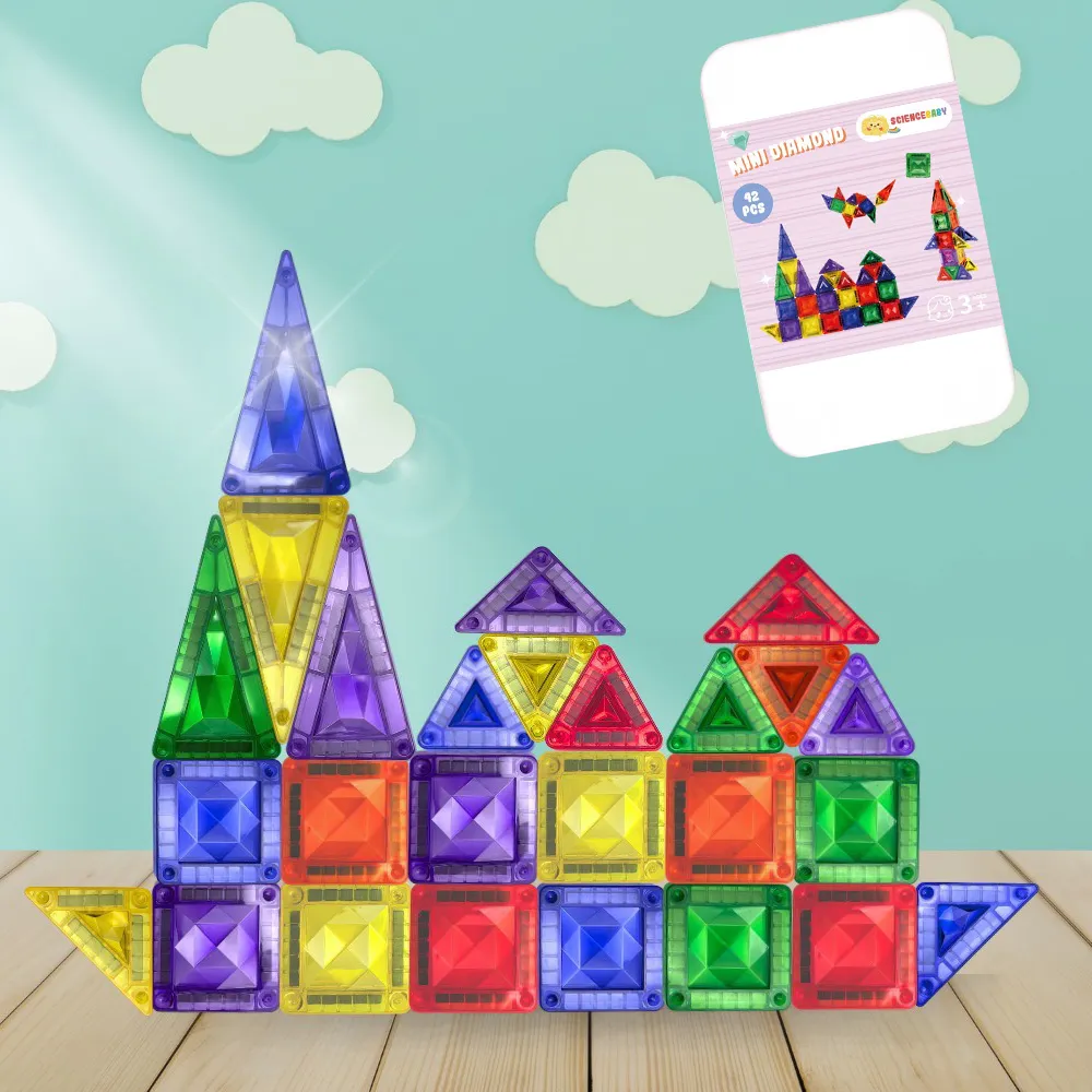 【ScienceBaby】雪鑽磁力片 鑽石小磁片42PCS(MNTL Connetix相容)