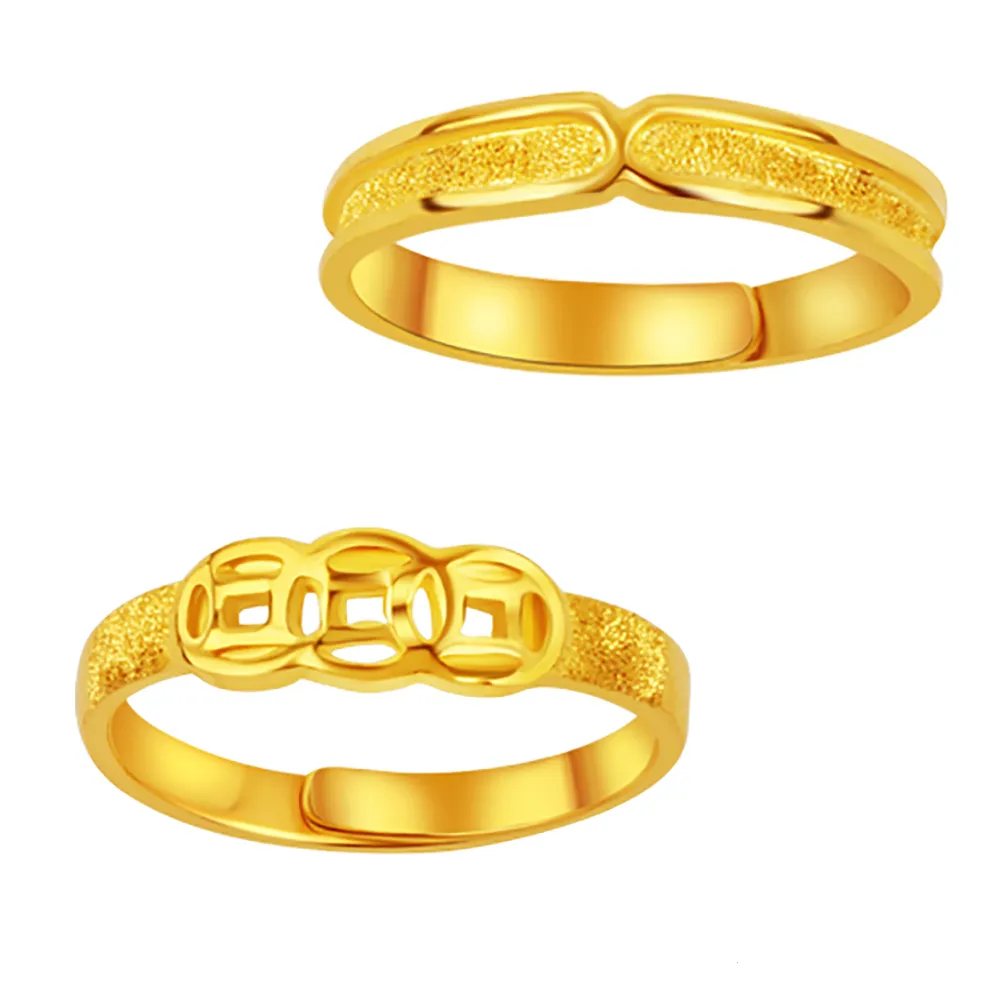 【迎鶴金品】黃金9999時尚尾戒簡約/發財 二選一(0.39錢 正負2厘)