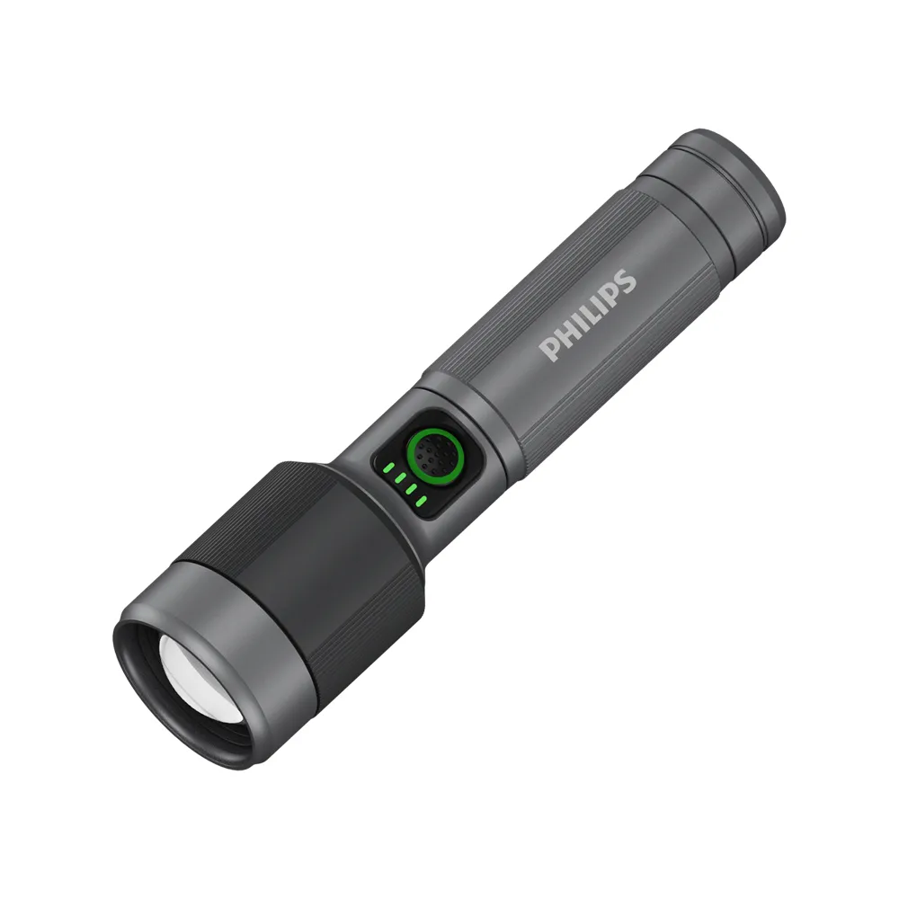 【Philips 飛利浦】SFL2101 長距離1450流明 IP55防水變焦鋁合金手電筒(登山/露營/居家/地震/Type C充電)