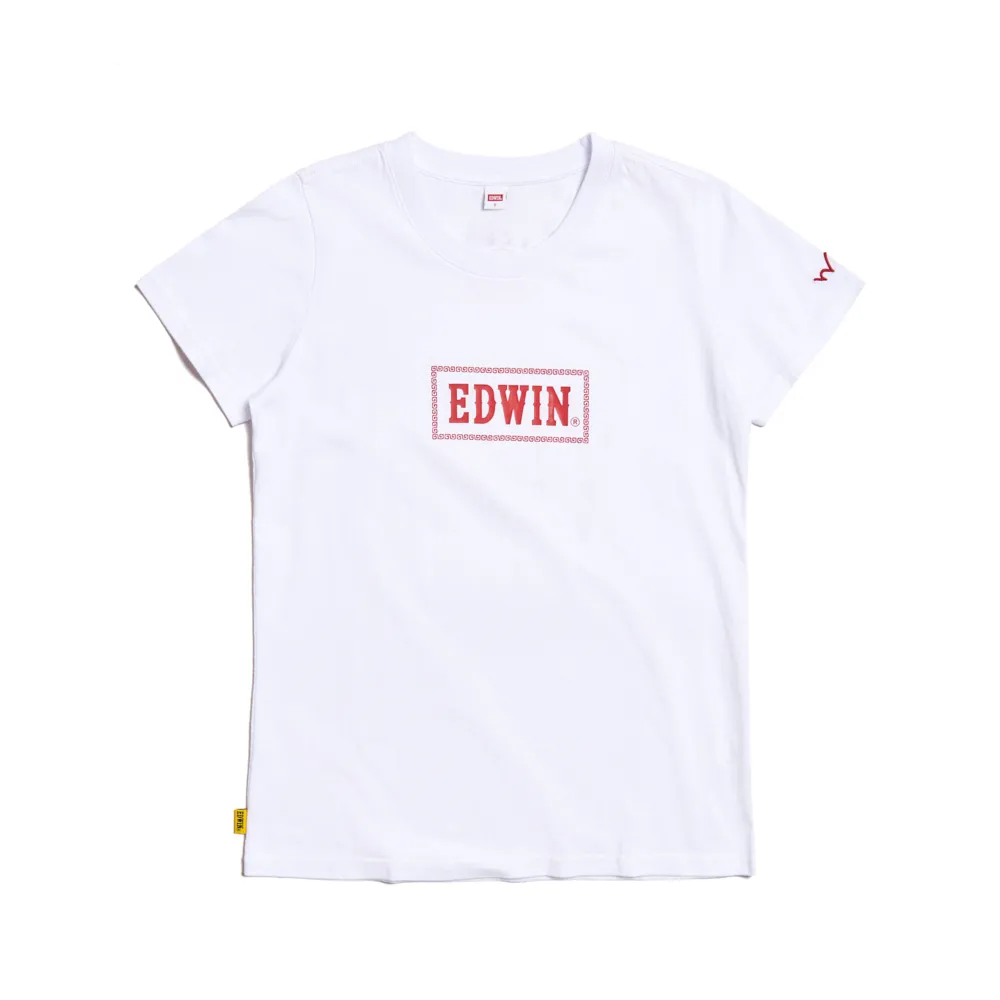 【EDWIN】女裝 白沙屯媽祖保庇短袖T恤(白色)