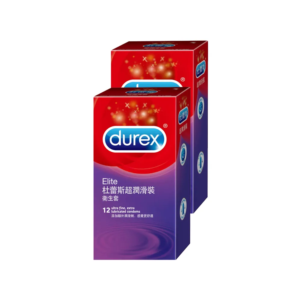 【Durex 杜蕾斯】超潤滑裝保險套12入x2(共24入-避孕套/衛生套/經典薄潤系列)