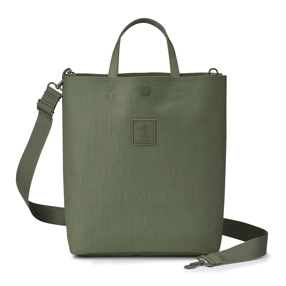 【PORTER INTERNATIONAL】雷雕新韻RENEW托特包L(軍綠)