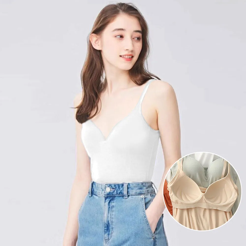 【良池】莫代爾帶胸墊修身打底細肩背心