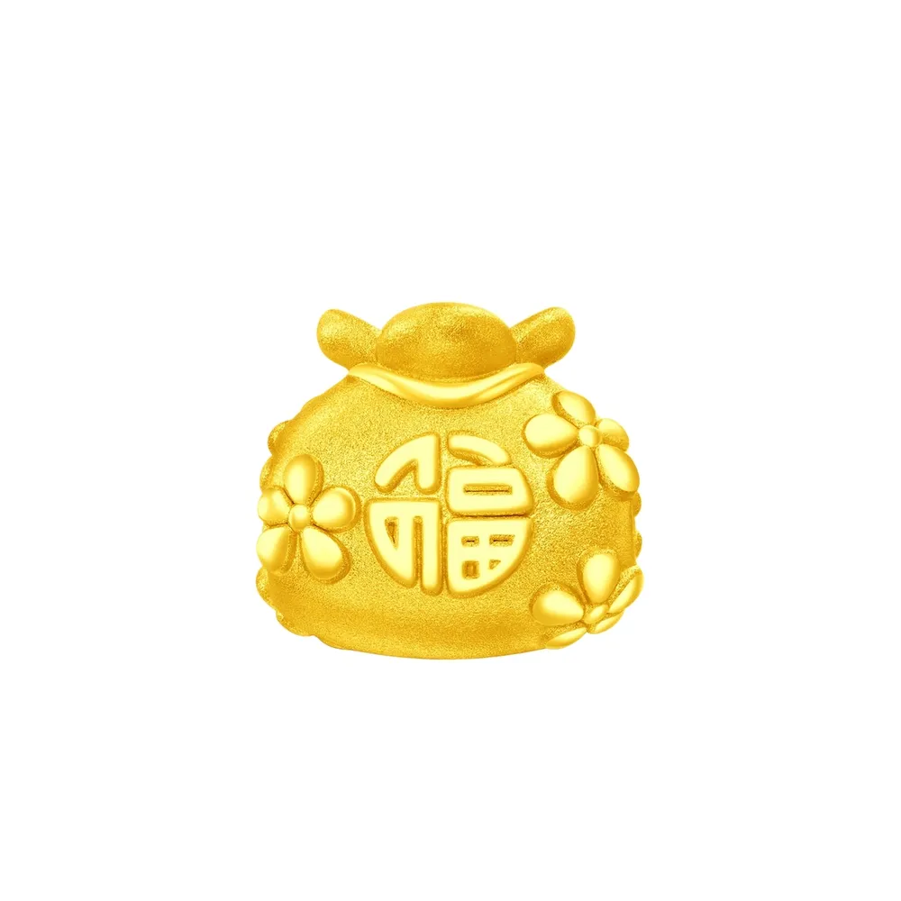 【周大福】福字福袋轉運珠黃金串珠(福祿雙全 招財納吉)