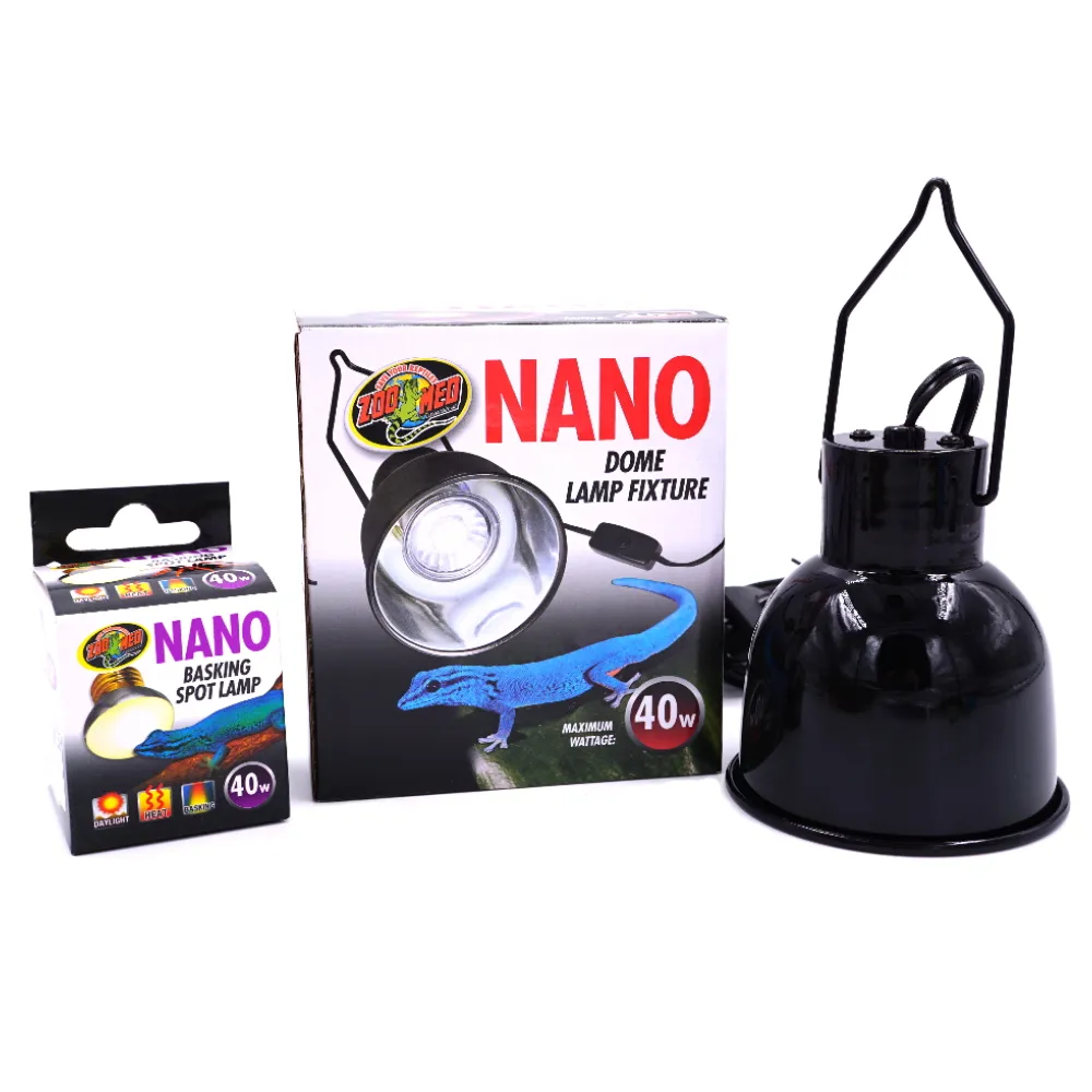 【Zoo Med】圓頂燈罩 可吊掛式+40W取暖燈泡 NANO/迷你燈泡桶深燈具/兩棲爬蟲保暖(ZOO MED FL35+SL40W)