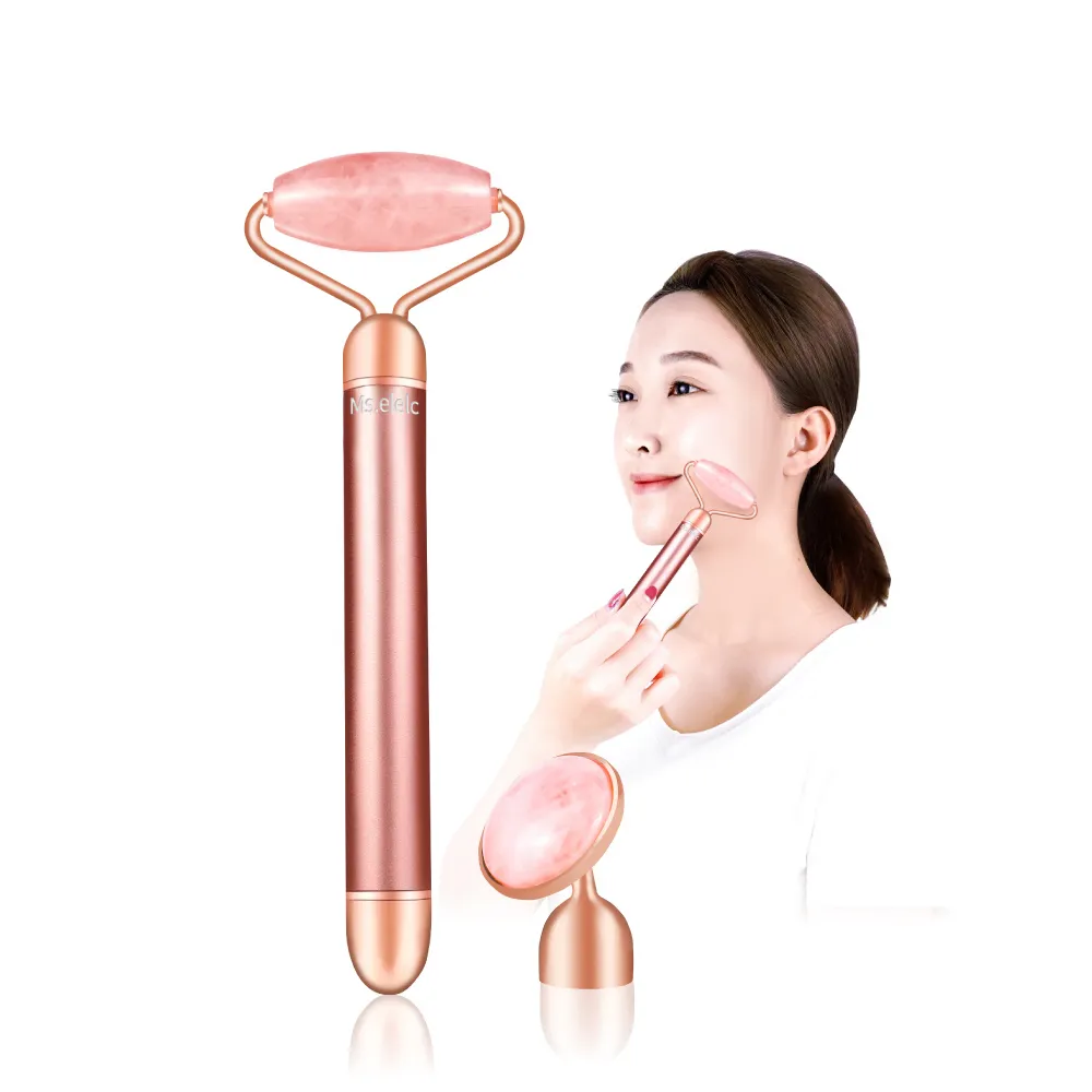 【Ms.elec 米嬉樂】粉晶微震美顏滾輪 FL-004(促進吸收/小臉棒/瘦臉神器/美容棒)