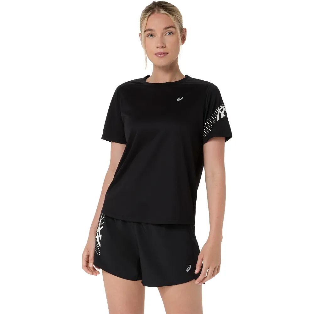 【asics 亞瑟士】ICON 短袖上衣 女款 海外版 跑步上衣 2012D363-001