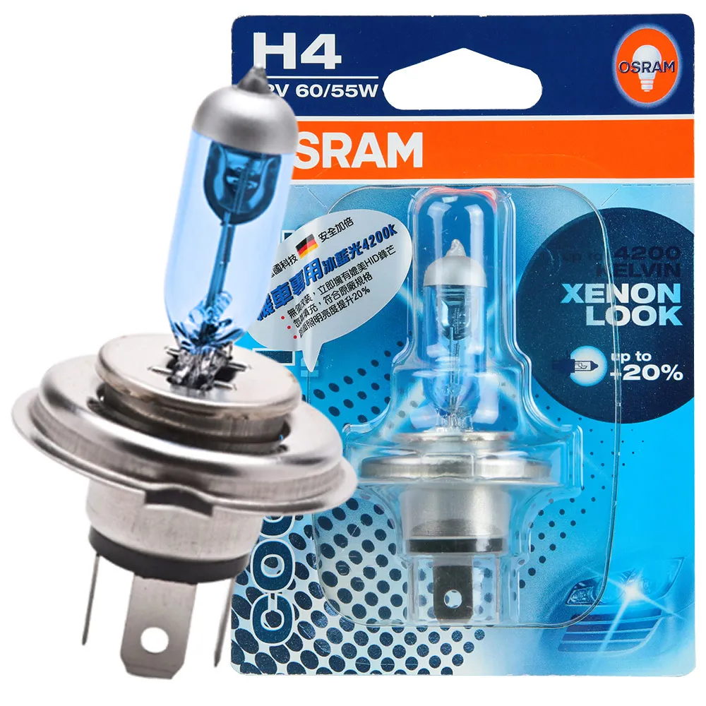 【Osram 歐司朗】機車冰藍光燈泡/H4 12V/60/55W(光色微黃光/公司貨)