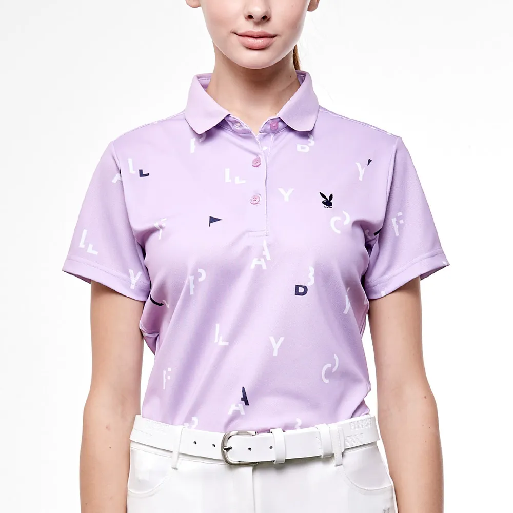 【PLAYBOY GOLF】女款字母吸濕排汗抗UV高爾夫短袖POLO衫-淺紫(吸濕排汗/抗UV/高爾夫球衫/KA24119-63)