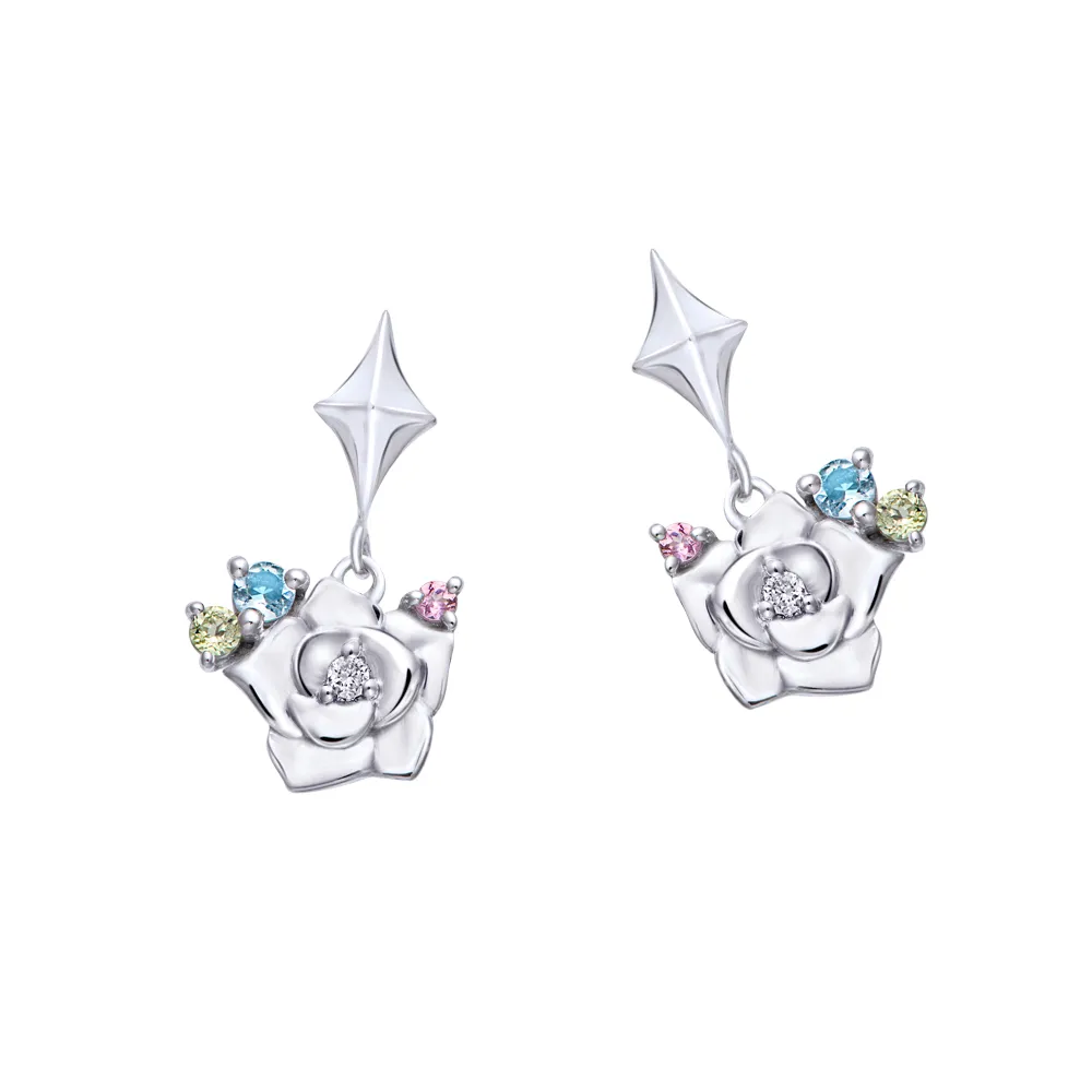 【Emperor Diamond 京華鑽石】鑽石耳環 10K 天然鑽石 共0.01克拉 迪士尼 睡美人歐若拉(Disney 睡美人)