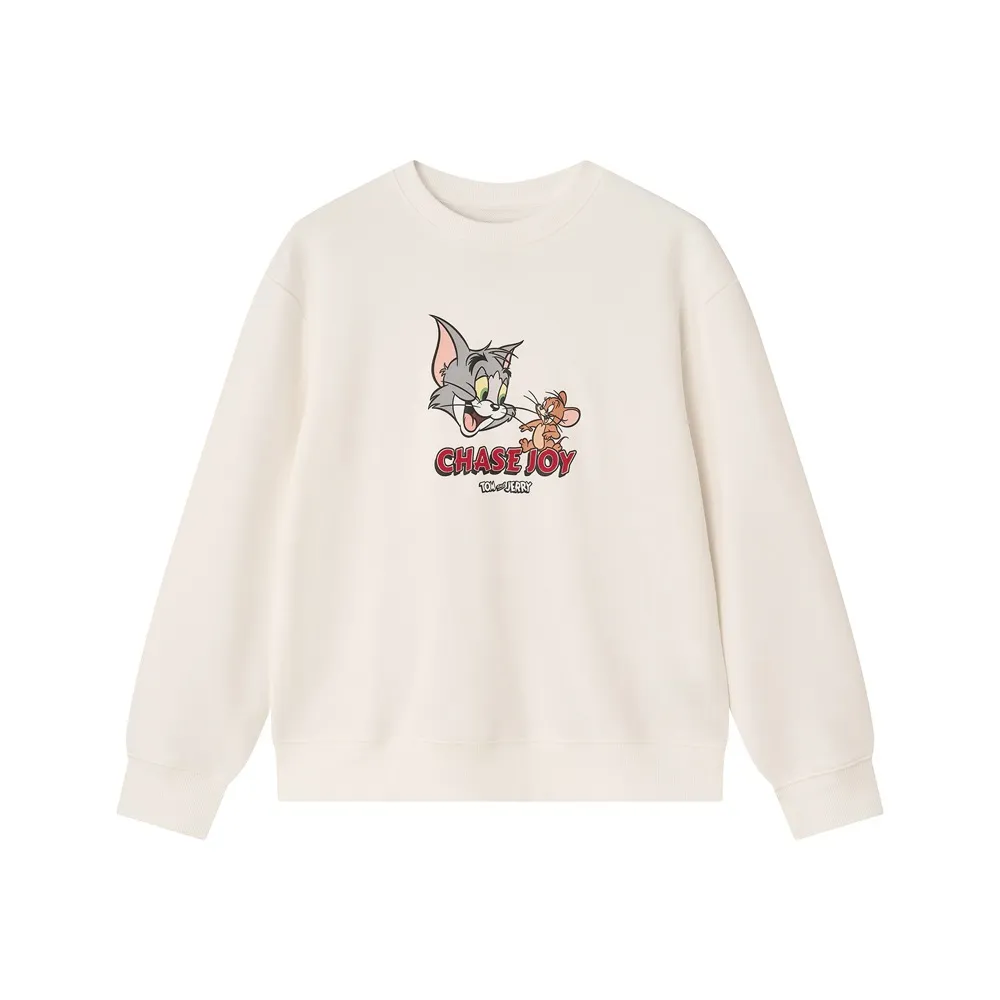 【GIORDANO 佐丹奴】女裝CHASE JOY印花大學TEE 湯姆貓與傑利鼠系列(02 皎白)