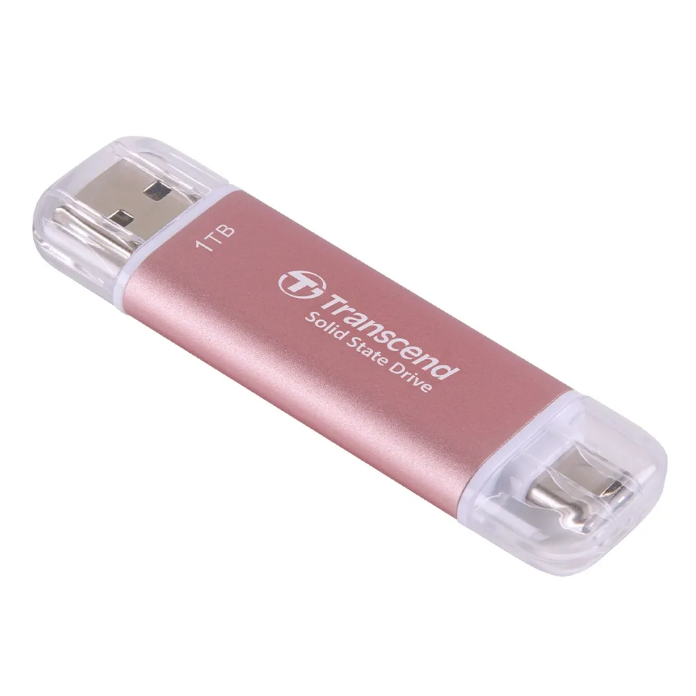 【Transcend 創見】ESD310P 1TB USB3.2 高效能雙介面 外接SSD行動固態硬碟-櫻花粉(TS1TESD310P)