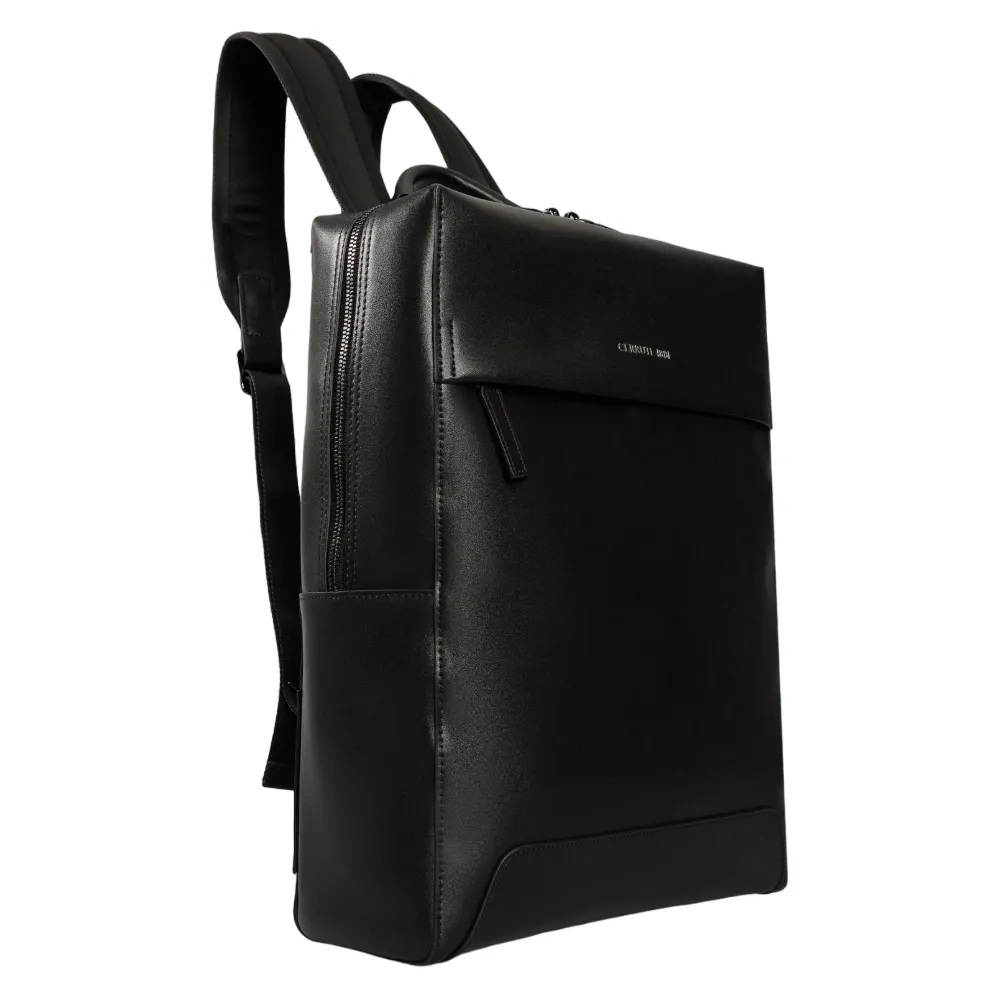 【Cerruti 1881】義大利原裝進口 頂級小牛皮後背包(黑色 CEZA06761M)