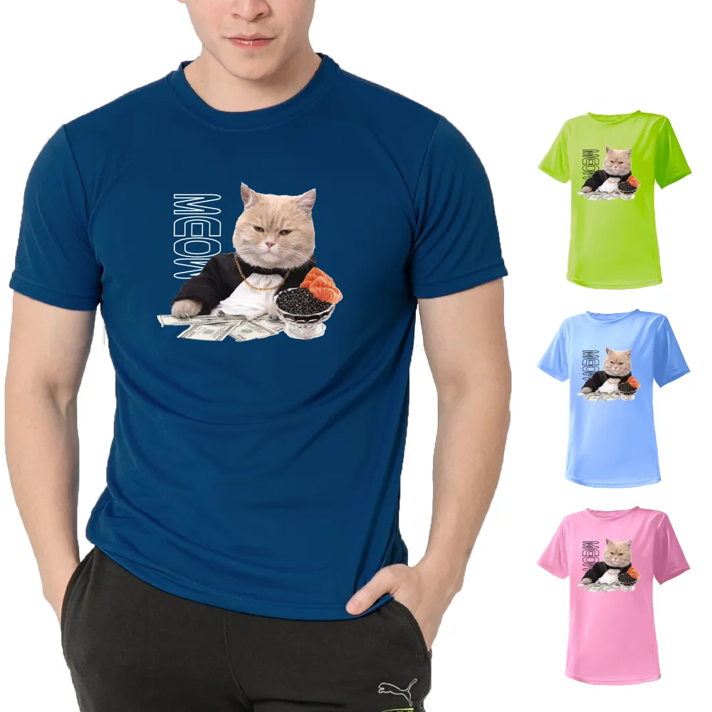 【台製良品】台灣製男女款 吸排短T-Shirt貓咪_C004(多色任選)
