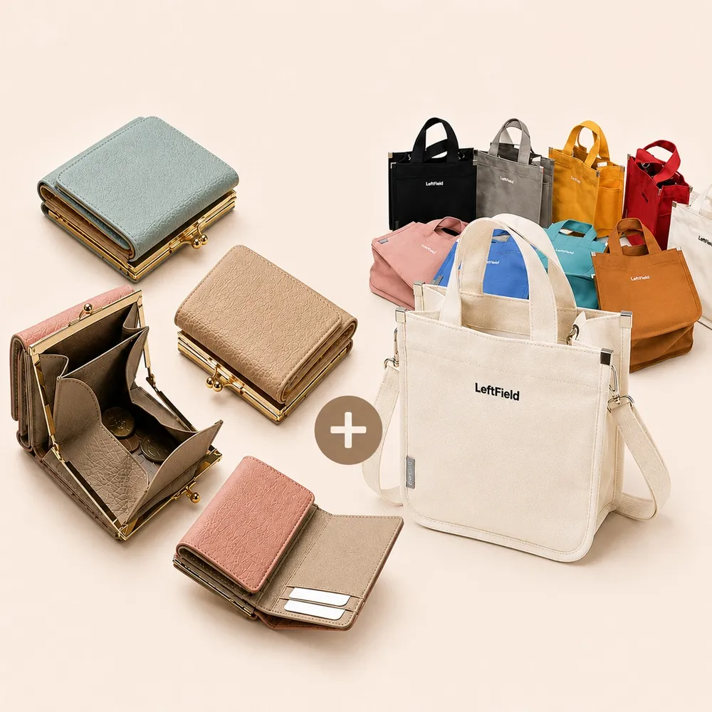 【WHOSE BAG】雙11 日系真皮口金短夾 買一送一｜送韓國製帆布小方包 三折短夾 女用皮夾 禮盒組 N