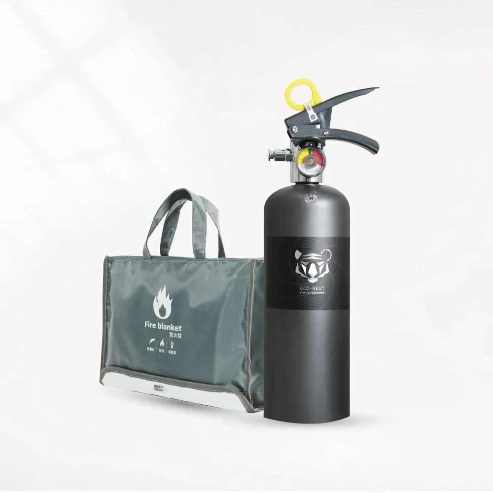 【正德防火】台製鋰電池玻纖防火毯+強化液滅火器1L(Tiger PRO鐵灰色)